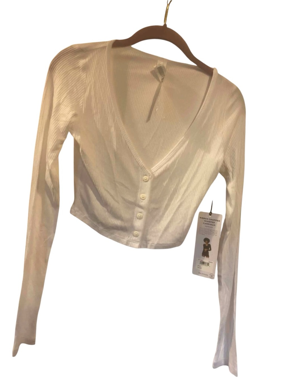 NWT Alo Yoga Ribbed Cropped Whisper Cardigan Size XS WHITE